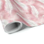Pink und White Feather Muster Bridal Geschenkpapier (Rolleneckpunkt)