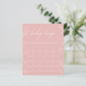 Pink und White Floral Bingo Baby Duschgame (Stehend Vorderseite)