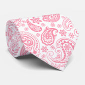 Pink und White Floral Paisley Muster Krawatte (Gerollt)