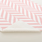 Pink und White Geometric Herringbone-Muster Sherpadecke (3/4)