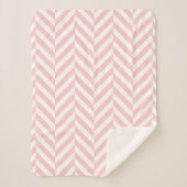 Pink und White Geometric Herringbone-Muster Sherpadecke (Vorderseite)
