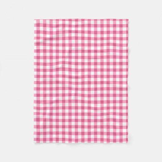 Pink und White Gingham Karo Fleecedecke (Vorderseite)