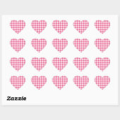 Pink und White Gingham Karo Muster Herz-Aufkleber (Blatt)