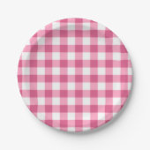 Pink und White Gingham Karo Pappteller (Vorderseite)