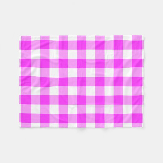 Pink und White Gingham Muster Fleecedecke (Vorderseite (Horizontal))