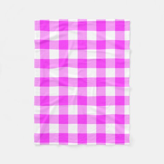 Pink und White Gingham Muster Fleecedecke (Vorderseite)