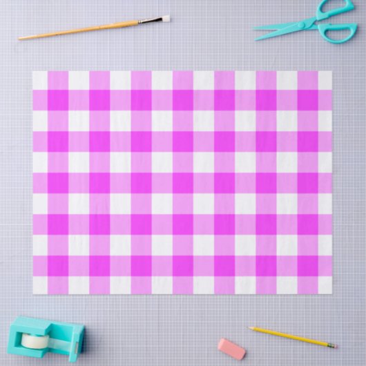 Pink und White Gingham Muster - Gewebe Seidenpapier (Basteln)