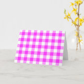 Pink und White Gingham Muster Karte (Gelbe Blume)