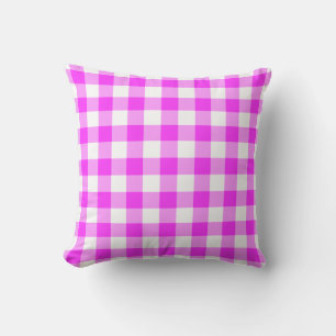 Pink und White Gingham Muster Kissen