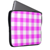 Pink und White Gingham Muster Laptopschutzhülle (Vorne Rechts)