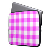 Pink und White Gingham Muster Laptopschutzhülle (Vorderseite Links)
