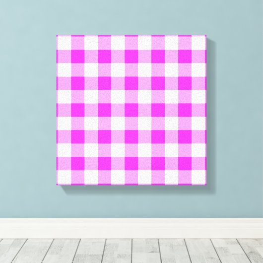 Pink und White Gingham Muster Leinwanddruck (Insitu (Holzboden))