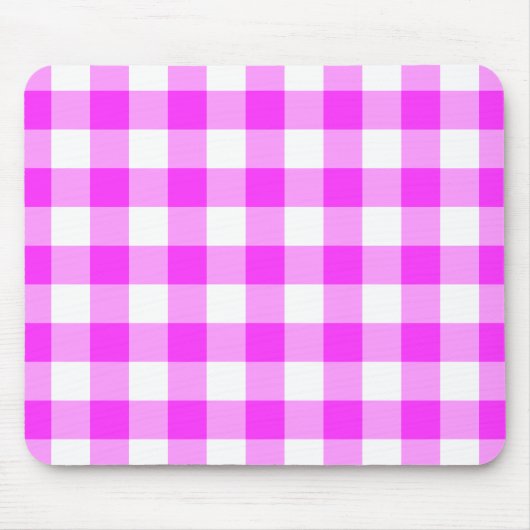 Pink und White Gingham Muster Mousepad (Vorne)