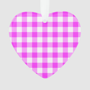 Pink und White Gingham Muster Ornament