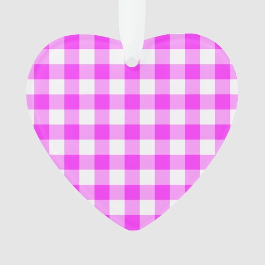 Pink und White Gingham Muster Ornament (Vorderseite)