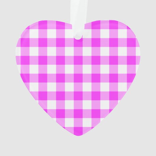 Pink und White Gingham Muster Ornament (Rückseite)