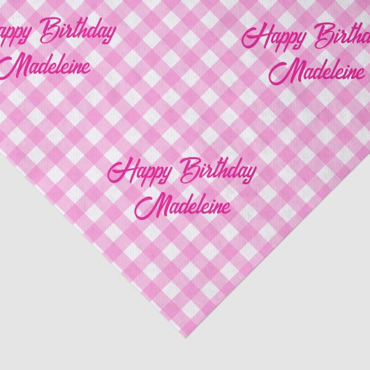 Pink und White Gingham Muster Seidenpapier (Ausschnitt)