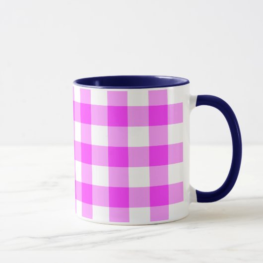Pink und White Gingham Muster Tasse (Rechts)
