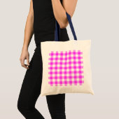 Pink und White Gingham Muster Tragetasche (Vorderseite (Produkt))