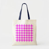 Pink und White Gingham Muster Tragetasche (Vorne)