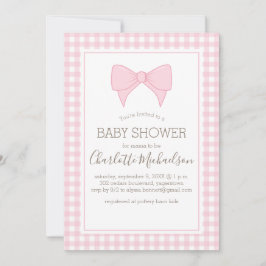 Pink und White Gingham Pattern Baby Dusche Einladung