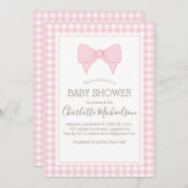 Pink und White Gingham Pattern Baby Dusche Einladung (Vorne/Hinten)