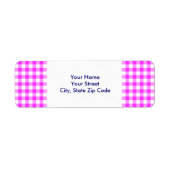 Pink und White Gingham Pattern Rücksendeadresse (Vorne)