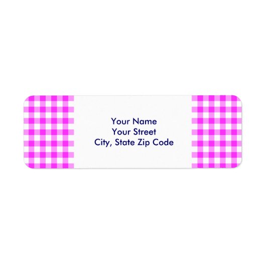Pink und White Gingham Pattern Rücksendeadresse (Vorne)