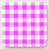 Pink und White Gingham Pattern Untersetzer (Vorderseite)