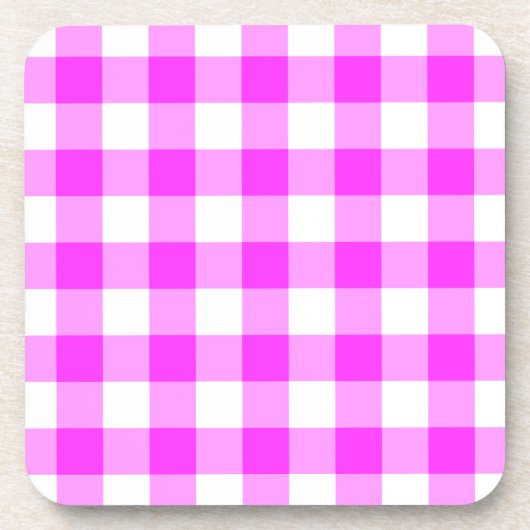 Pink und White Gingham Pattern Untersetzer (Vorderseite)