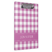Pink und White Gingham Prüfmuster Name Print Klemmbrett (Rechts)