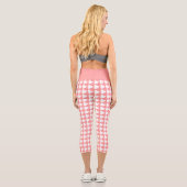 Pink und White Heart Pattern Girly Capri Leggings (Rückseite)