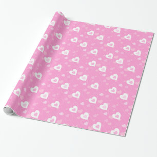 Pink und White Hearts Musterpapier Geschenkpapier