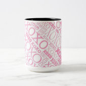 Pink und White Hugs und Kisses Pattern Tasse (Mittel)
