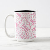 Pink und White Hugs und Kisses Pattern Tasse (Links)