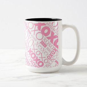 Pink und White Hugs und Kisses Pattern Tasse