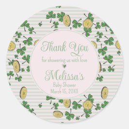 Pink und White Irish Baby Girl Vielen Dank Runder Aufkleber