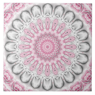 Pink und White Mandala Muster Fliese