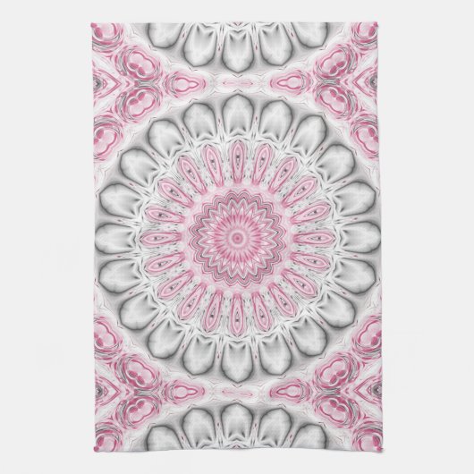 Pink und White Mandala Muster Geschirrtuch (Vertikal)