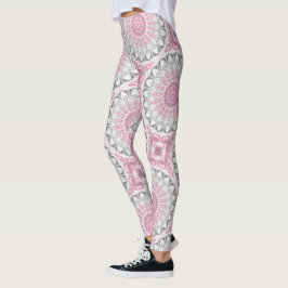 Pink und White Mandala Muster Leggings