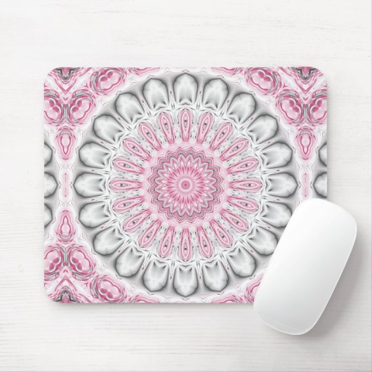 Pink und White Mandala Muster Mousepad (Mit Mouse)