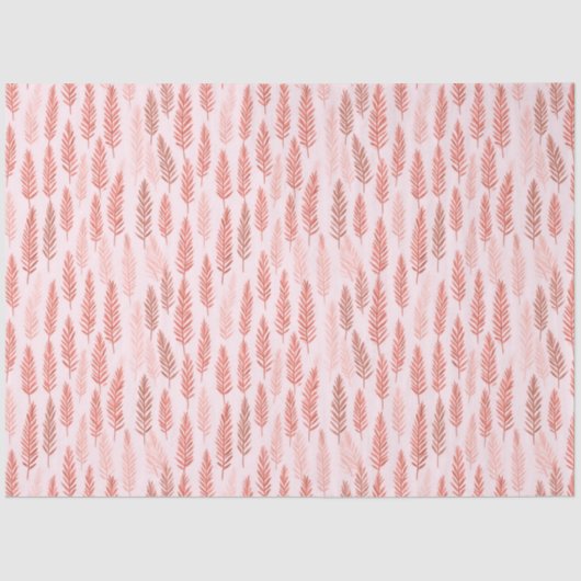 Pink und White Pine Blätter Weihnachten Seidenpapier (Vorderseite)