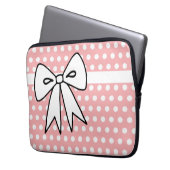 Pink und White Polka Dot Laptop-Gehäuse Laptopschutzhülle (Vorderseite Links)