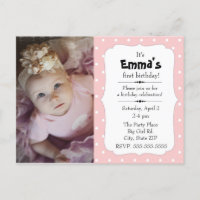 Pink und White Polka Dot Little Girl Geburtstag
