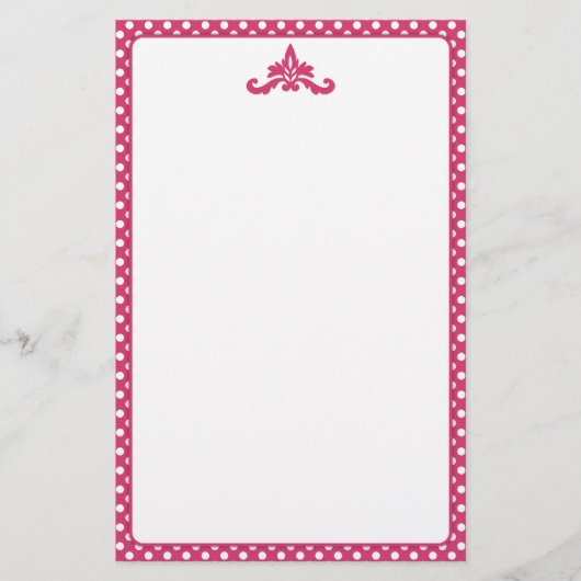 Pink und White Polka Dot Stationery Briefpapier (Vorderseite)