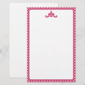 Pink und White Polka Dot Stationery Briefpapier (Vorne/Hinten)
