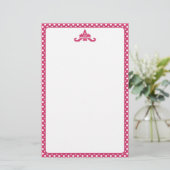 Pink und White Polka Dot Stationery Briefpapier (Stehend Vorderseite)