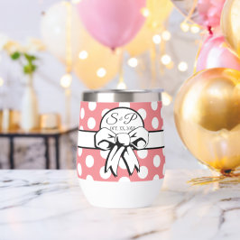 Pink und White Polka Dot White Bow Personalisiert