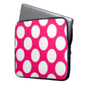 Pink und White Polka Dots Elektronik-Bag Laptopschutzhülle (Vorderseite Links)