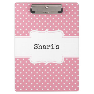 Pink und White Polka Dots Personalisiert Klemmbrett